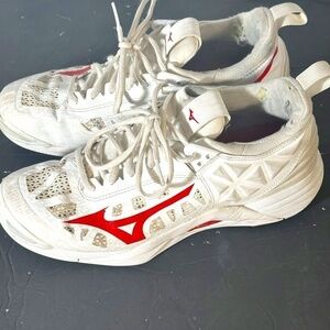 Mizuno Wave Sport White Red Athletic Running Runner Track Wide Shoes